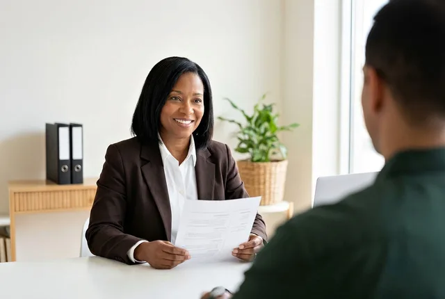 woman, professional, interview, affairs, office, smiling, candidate, document, meeting, desk, diverse, employee, track, hr, manager, business, recruitment, applicant, african american, happy, recruit, employer, ai generated. Distributor recruitment mistakes, and the fixes that hold